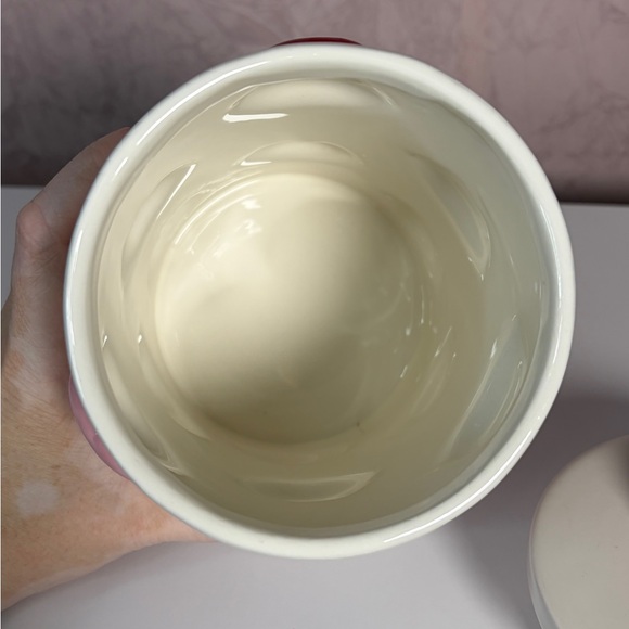 Ceramic Lip Design Storage Jar - Red and Pink - Picture 7 of 9